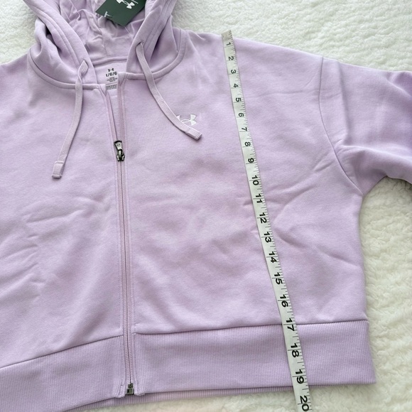 Under Armour Women's Pink Rival Fleece Cropped Full Zip Hoodie, Size L, XL - Picture 6 of 10